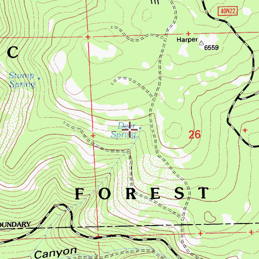 Topographic Map of Deer Spring, CA
