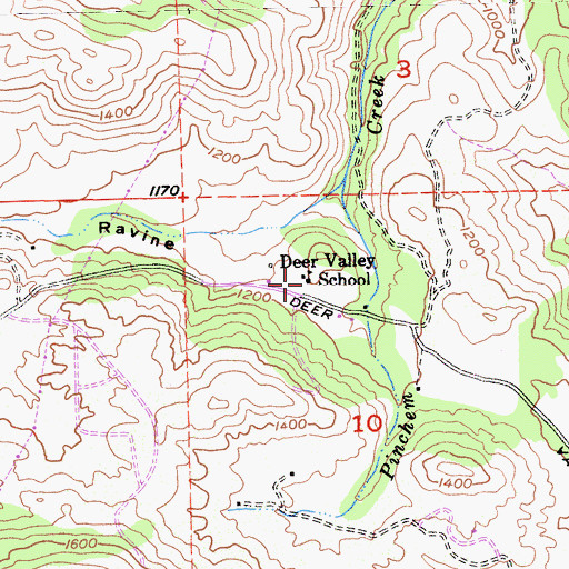 Topographic Map of Deer Valley School, CA