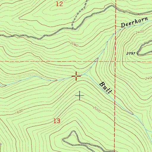 Topographic Map of Deerhorn Creek, CA