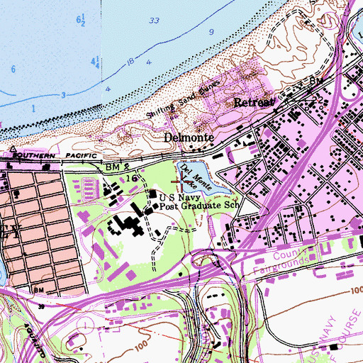 Topographic Map of Del Monte Lake, CA