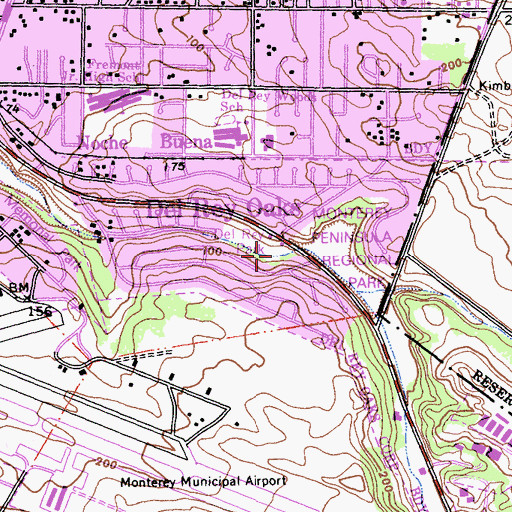 Topographic Map of Del Rey Park, CA