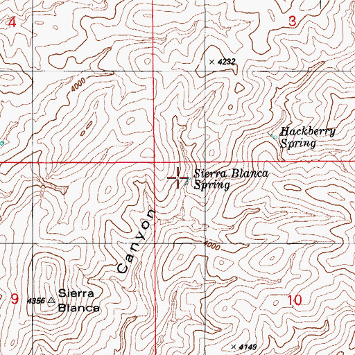 Topographic Map of Sierra Blanca Spring, AZ