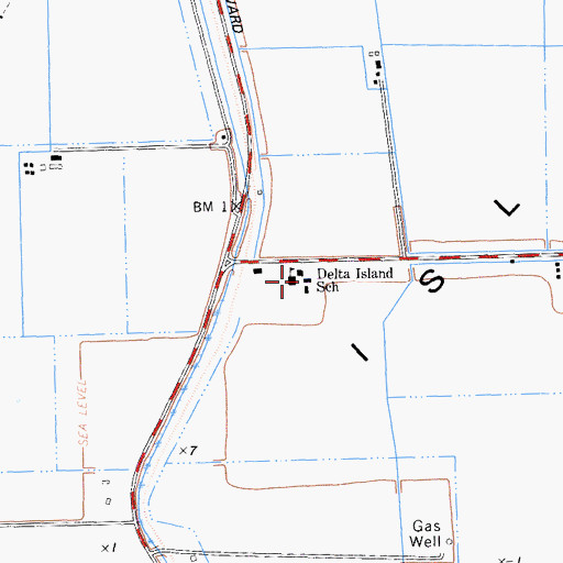 Topographic Map of Delta Island Elementary School, CA