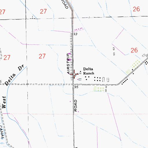 Topographic Map of Delta Ranch, CA