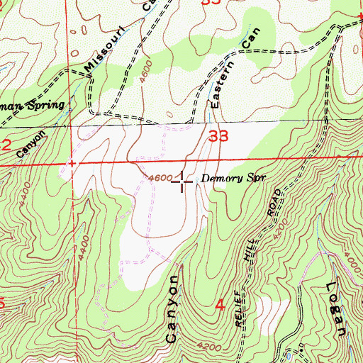 Topographic Map of Demory Spring, CA