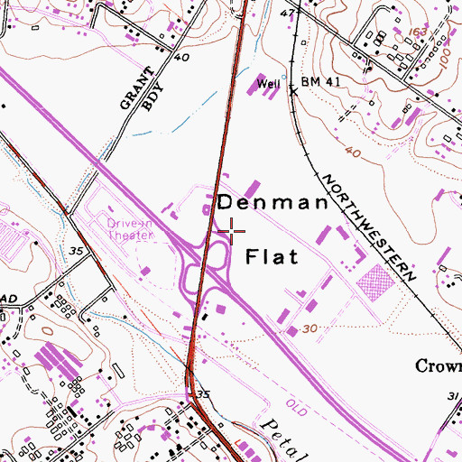 Topographic Map of Denman Flat, CA