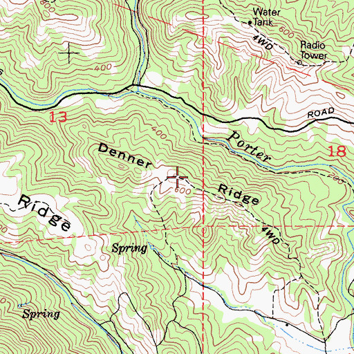 Topographic Map of Denner Ridge, CA