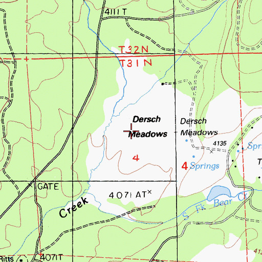 Topographic Map of Dersch Meadows, CA