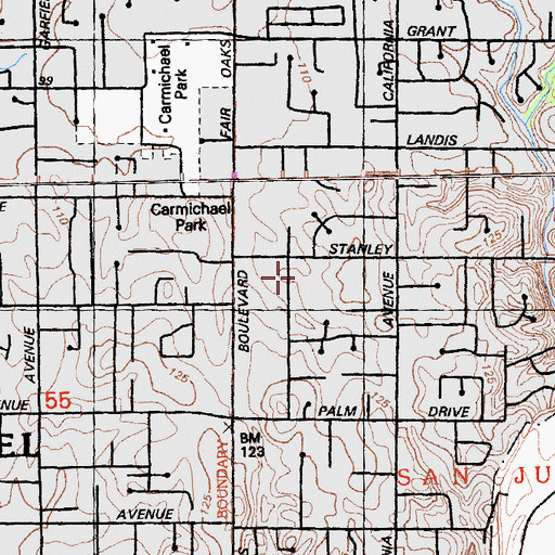 Topographic Map of Mary Deterding Elementary School, CA