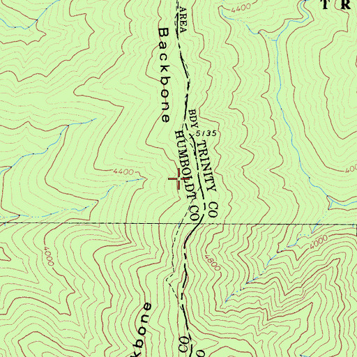 Topographic Map of Devils Backbone, CA