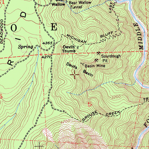 Topographic Map of Devils Basin, CA