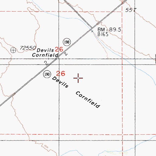 Topographic Map of Devils Cornfield, CA