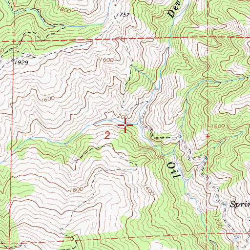 Topographic Map of Devils Creek, CA