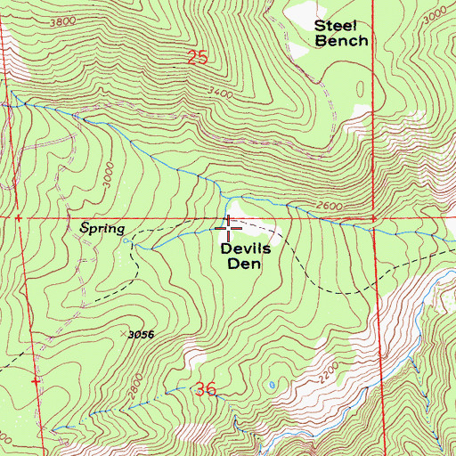 Topographic Map of Devils Den, CA