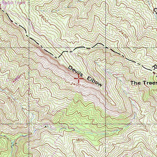 Topographic Map of Devils Elbow, CA