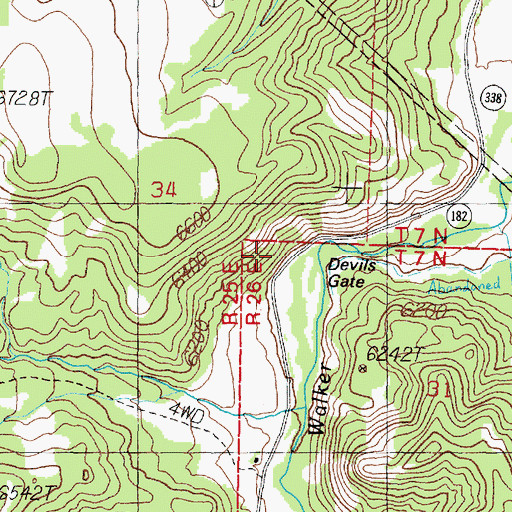 Topographic Map of Devils Gate, CA