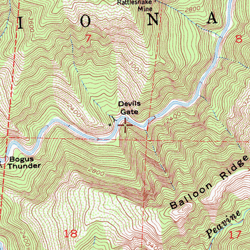 Topographic Map of Devils Gate, CA