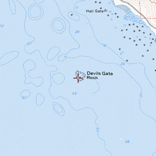 Topographic Map of Devils Gate Rock, CA