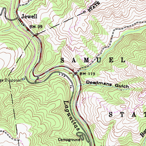 Topographic Map of Devils Gulch, CA