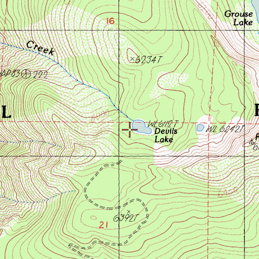 Topographic Map of Devils Lake, CA
