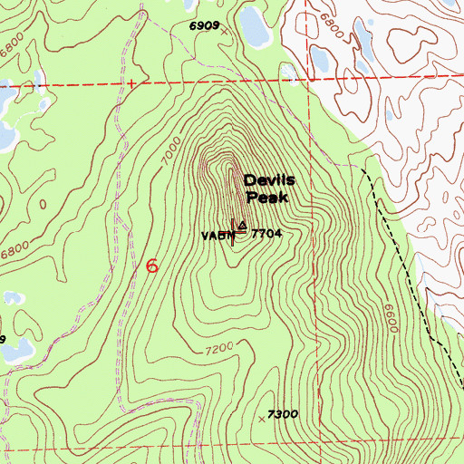 Topographic Map of Devils Peak, CA