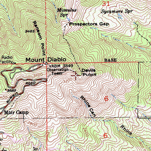 Topographic Map of Devils Pulpit, CA