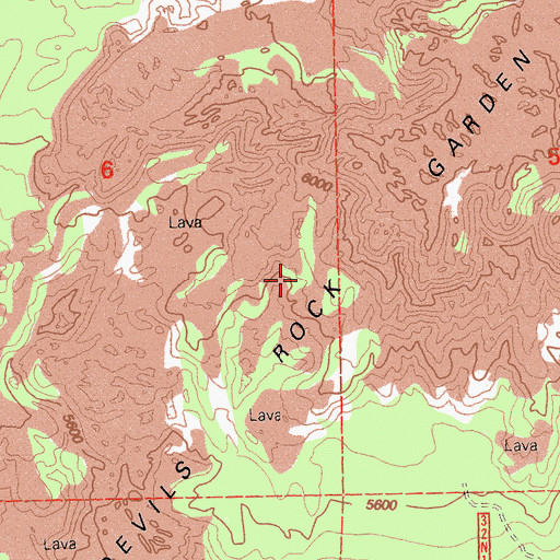 Topographic Map of Devils Rock Garden, CA