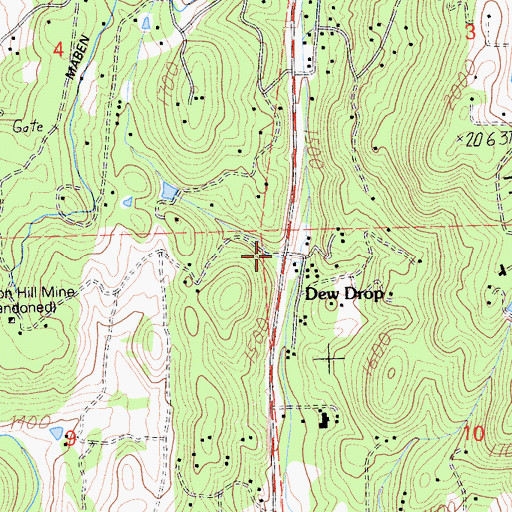 Topographic Map of Dew Drop, CA
