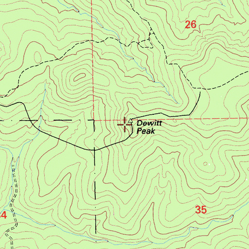 Topographic Map of Dewitt Peak, CA