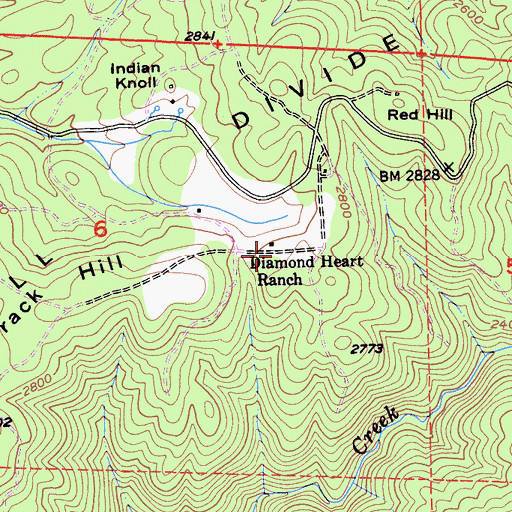 Topographic Map of Diamond Heart Ranch, CA