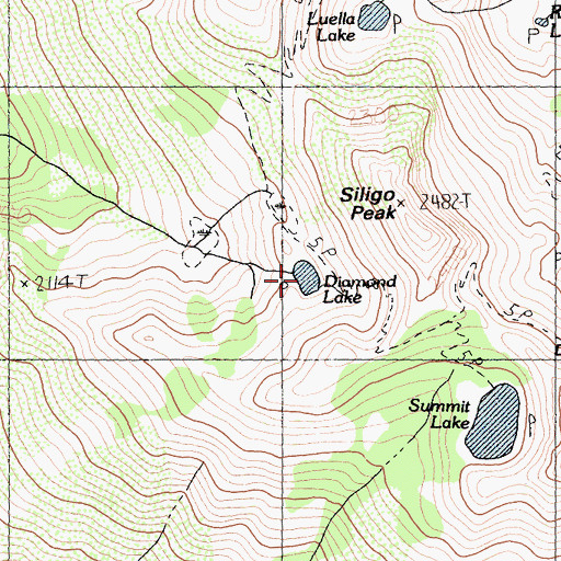 Topographic Map of Diamond Lake, CA