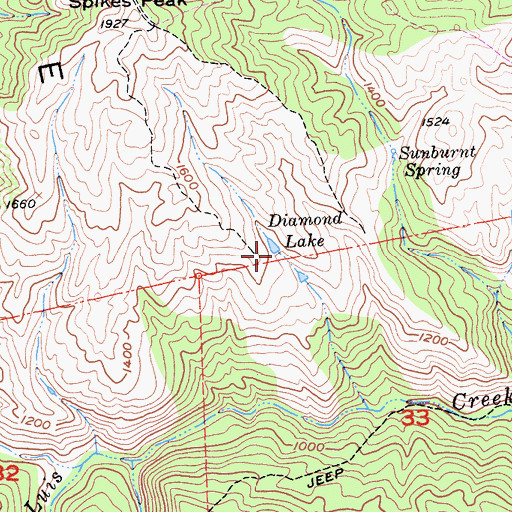 Topographic Map of Diamond Lake, CA