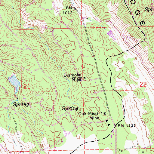 Topographic Map of Diamond Mine, CA