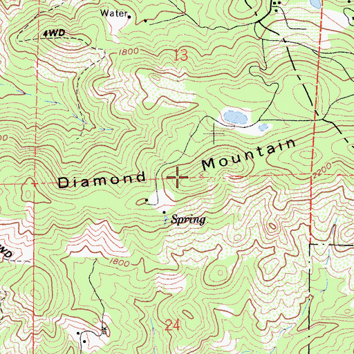 Topographic Map of Diamond Mountain, CA