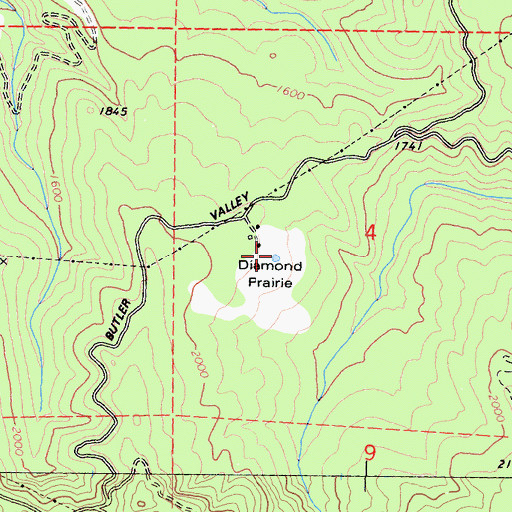 Topographic Map of Diamond Prairie, CA