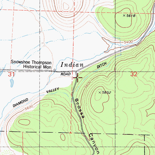Topographic Map of Diamond Valley Ditch, CA