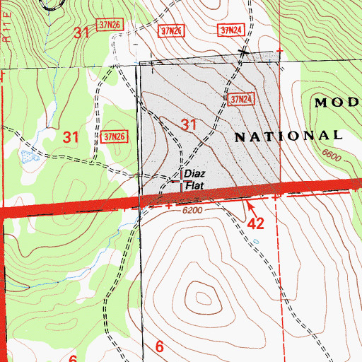 Topographic Map of Diaz Flat, CA