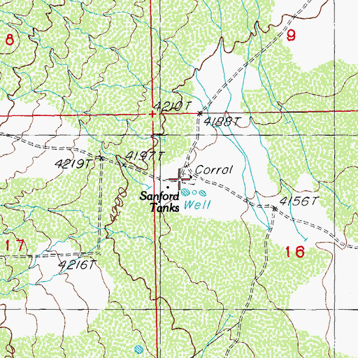 Topographic Map of Stanford Ranch, AZ