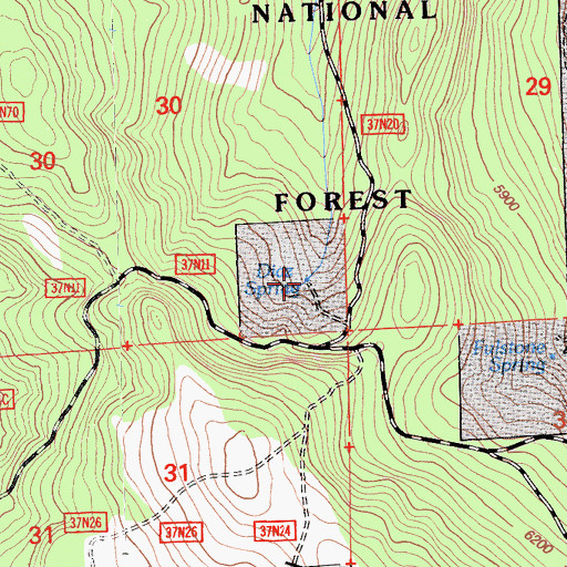 Topographic Map of Diaz Spring, CA