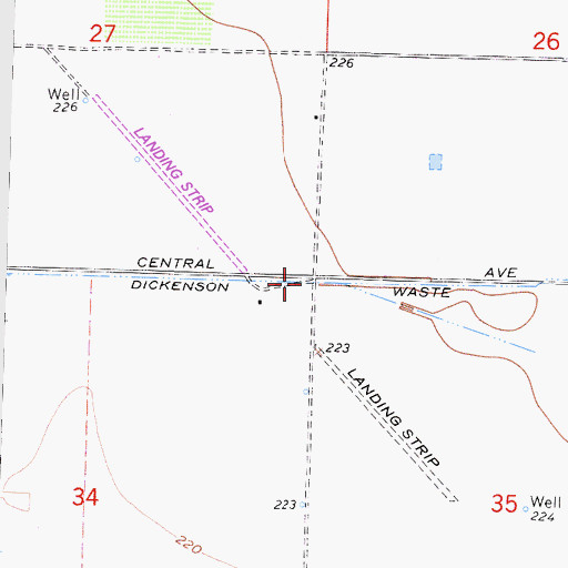 Topographic Map of Dickenson Waste, CA