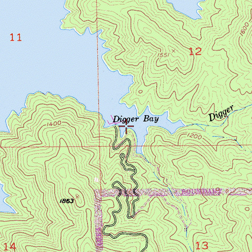 Topographic Map of Digger Bay, CA