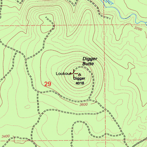 Topographic Map of Digger Butte, CA