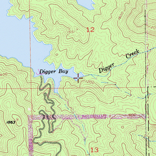 Topographic Map of Digger Creek, CA