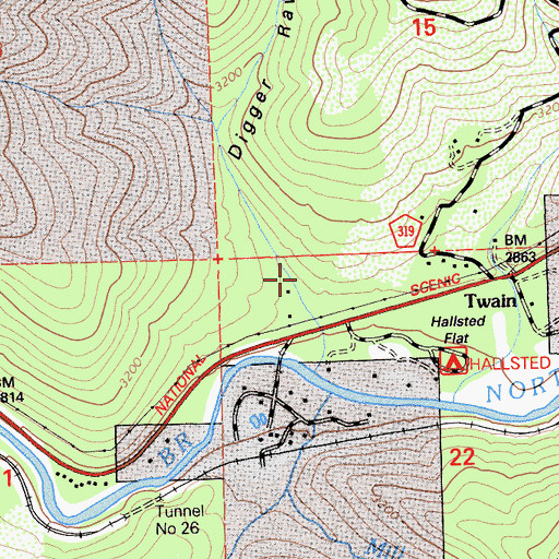 Topographic Map of Bey Cha Ravine, CA
