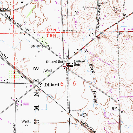 Topographic Map of C W Dillard Elementary School, CA