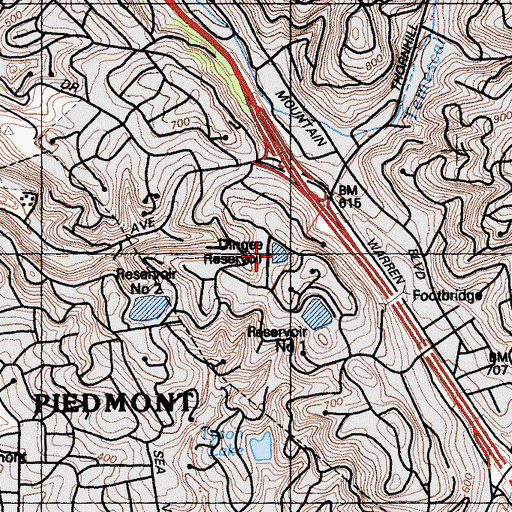 Topographic Map of Dingee Reservoir, CA