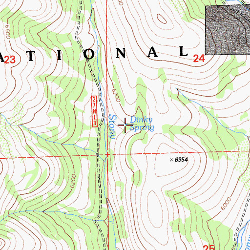 Topographic Map of Dinky Spring, CA