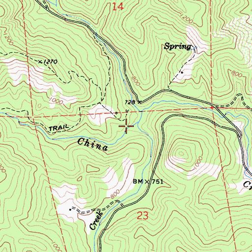 Topographic Map of Dinner Creek, CA