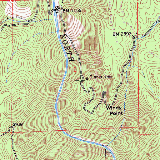 Topographic Map of Dinner Tree, CA