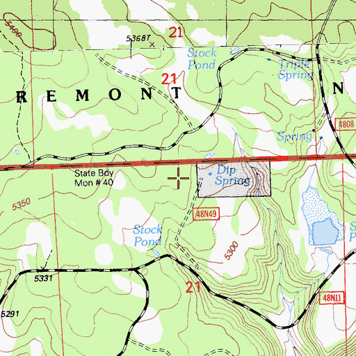 Topographic Map of Dip Spring, CA